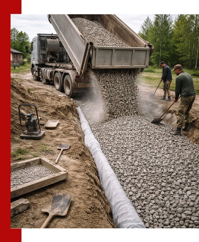 Гравий для дренажа с доставкой в Каменске-Шахтинском качественный и недорогой
