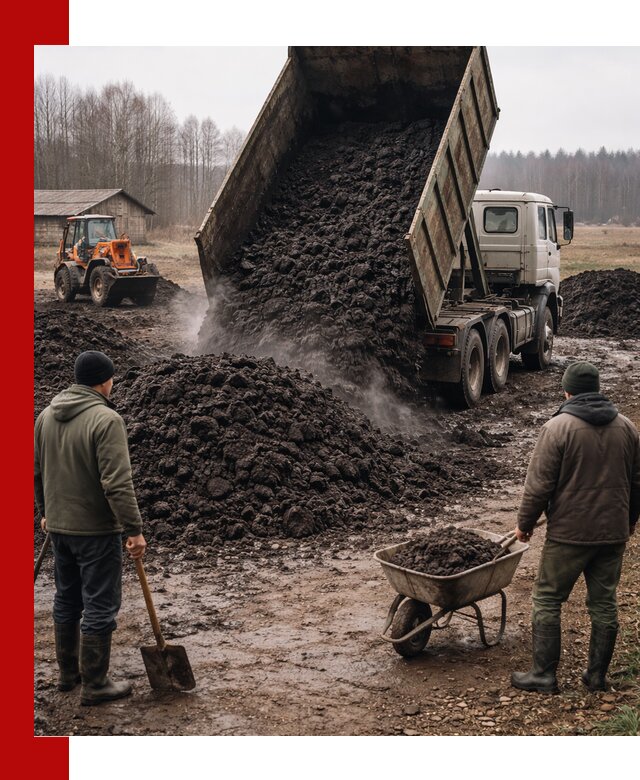 Доставка низинного торфа с разгрузкой и доставкой в Каменске-Шахтинском