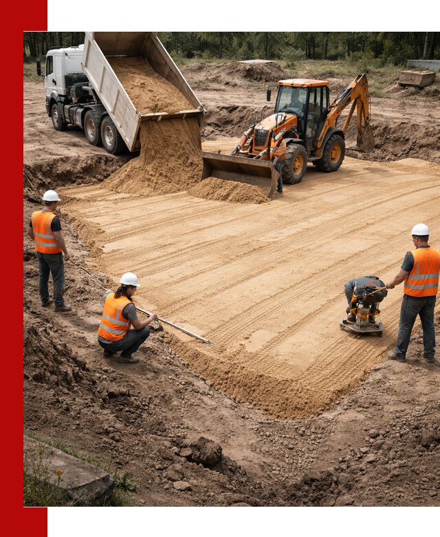 Устройство песчаной подушки для фундаментов и дорог в Каменске-Шахтинском